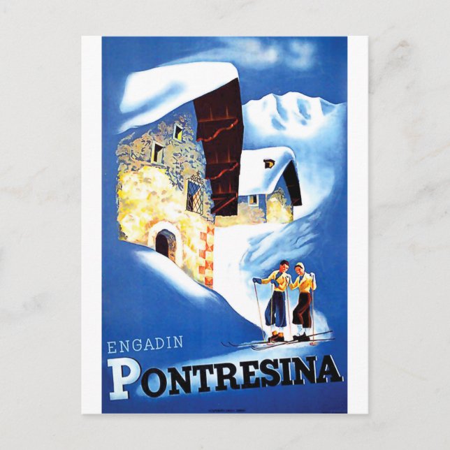 Postal Casas en Pontresina, Suiza (Anverso)