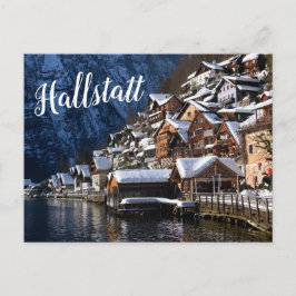 Postal Casas junto al lago de madera en Hallstatt, Austri