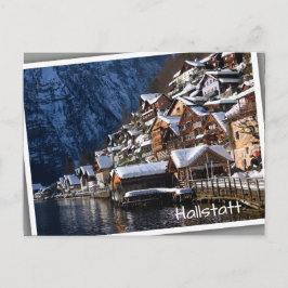Postal Casas junto al lago de madera en Hallstatt, Austri