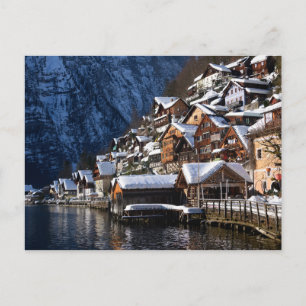 Postal Casas junto al lago de madera en Hallstatt, Austri