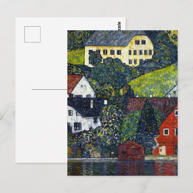 Postal Casas Klimt en el paisaje de Unterach am Attersee (Anverso / Reverso)