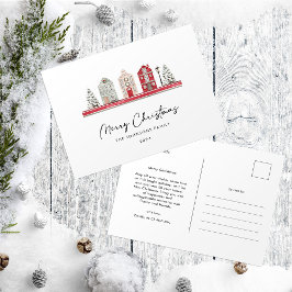 Postal Casas ricas en colores Navidades tradicionales