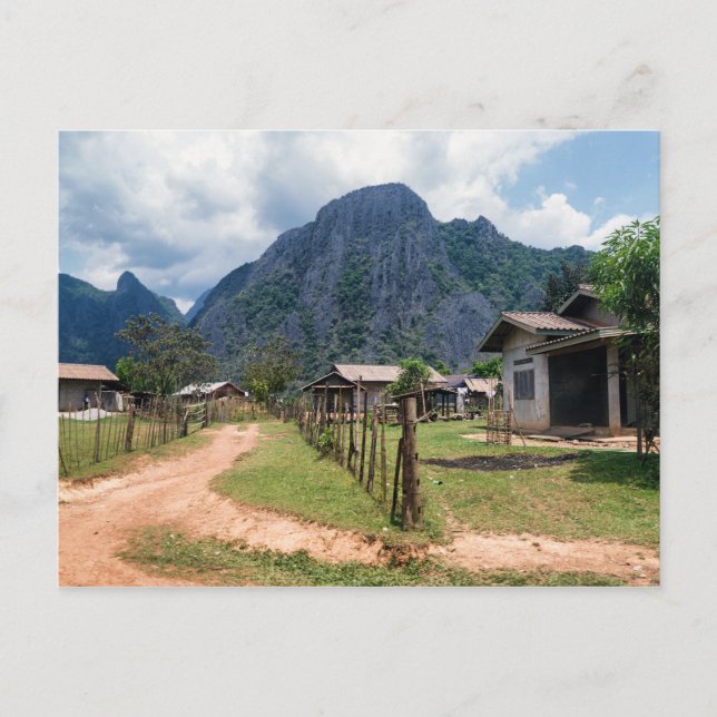 Postal Casas rurales cerca de Vang Vieng, Laos (Anverso)