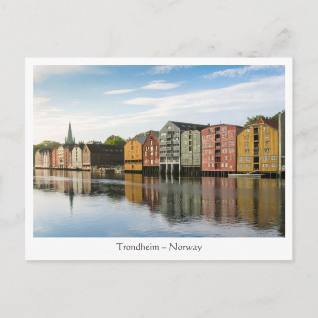 Postal Casas Trondheim de Noruega (Anverso)