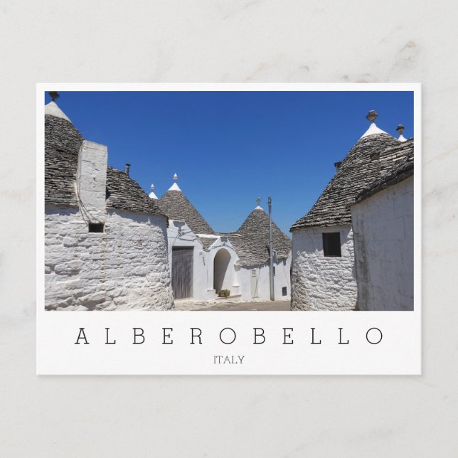 Postal Casas Trulli, Alberobello, blanco de Puglia (Anverso)