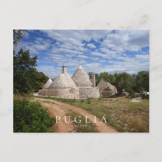 Postal Casas Trulli en Puglia, Italia (Anverso)