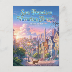 Postal Casas Victorianas de San Francisco California