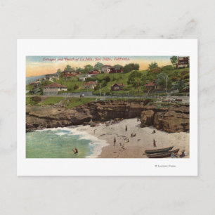 Postal Casas y playa de La Jolla