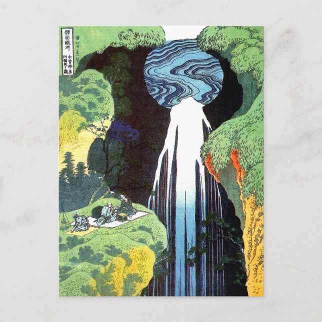 Postal Cascada Amida en la carretera Kisokaido, Hokusai (Anverso)