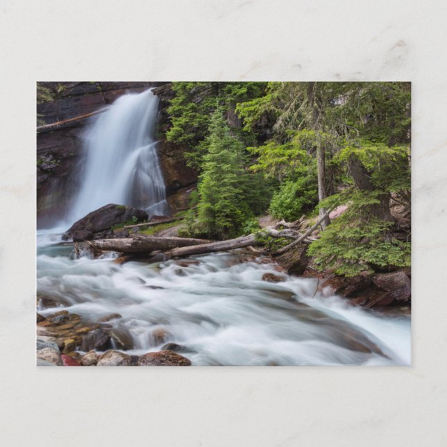 Postal Cascada Baring en el Parque Nacional Glaciar, Mont (Anverso)