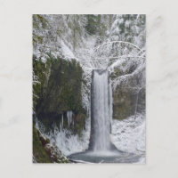 Cascada borrosa rodeada por un bosque Nevado