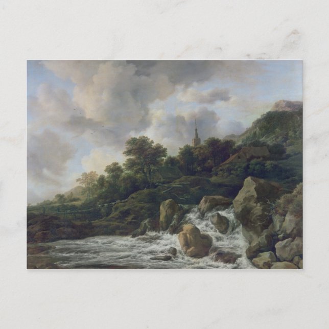Postal Cascada cerca de una aldea, c.1665-70 (Anverso)