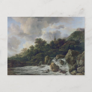 Postal Cascada cerca de una aldea, c.1665-70