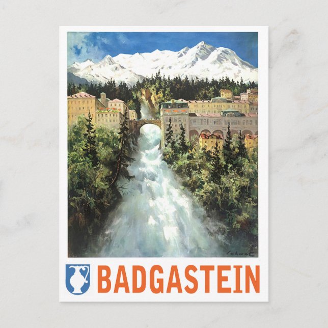 Postal cascada de Bad Gastein, Austria (Anverso)