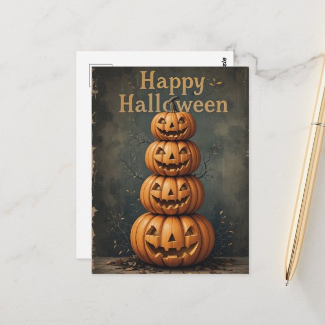 Postal Cascada de calabaza rusa Halloween Cascada de gran (Anverso/Reverso In Situ)