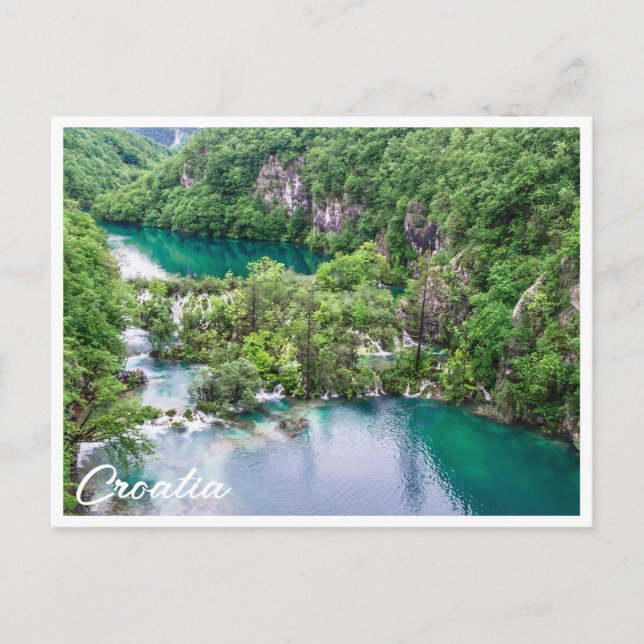 Postal Cascada de cascada en el Parque de los Lagos de Pl (Anverso)