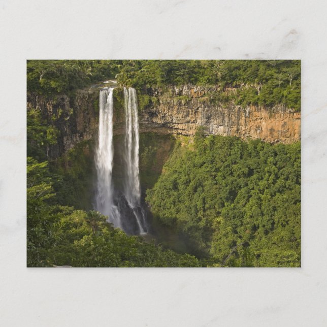 Postal Cascada de Chamarel-la más alta de Mauricio, sobre (Anverso)