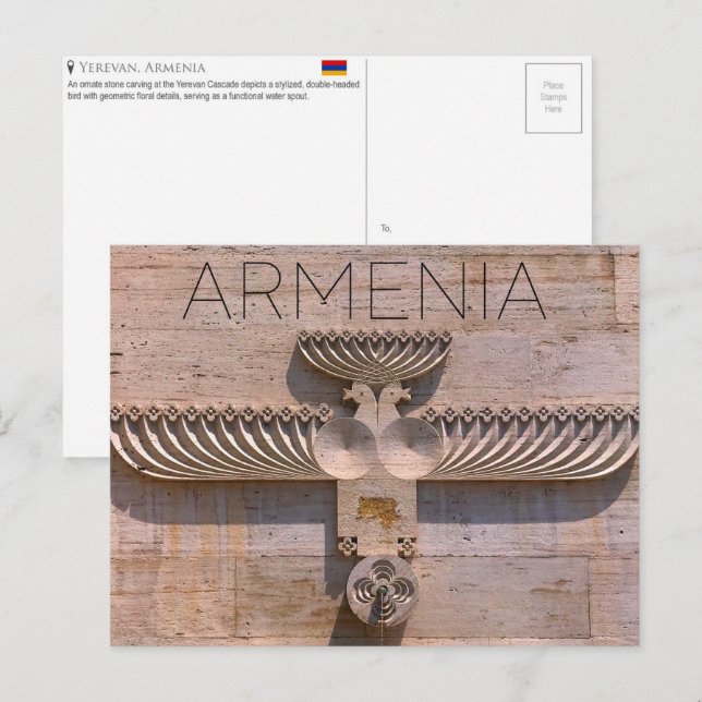 Postal Cascada de Ereván, postcard de viaje de Armenia (Anverso / Reverso)