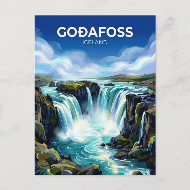 Postal Cascada de los dioses Islandia (Anverso)