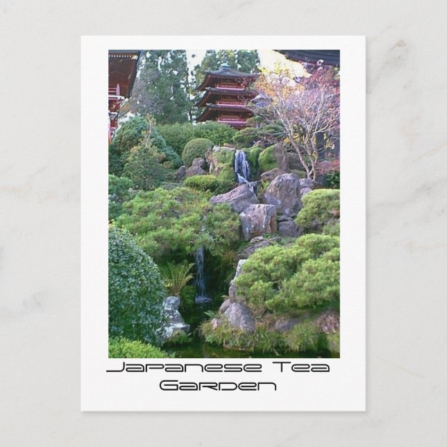 Postal Cascada de los Jardines del Té Japoneses (Anverso)