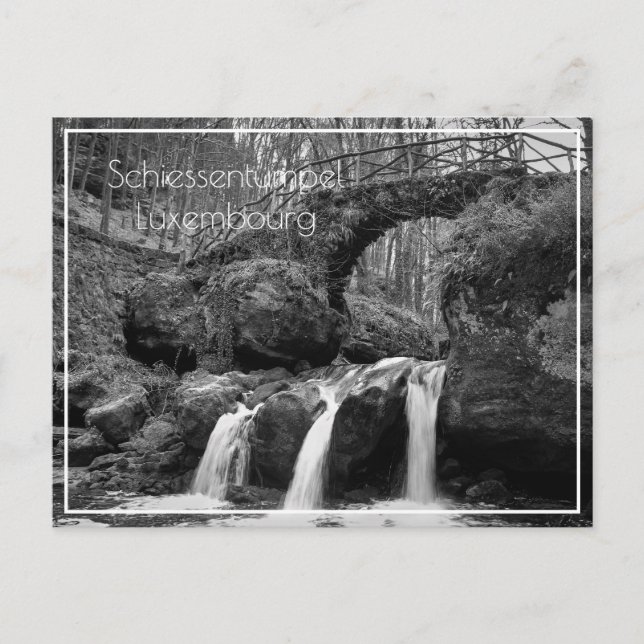Postal Cascada de Schiessentumpel Luxemburgo Monocromo (Anverso)