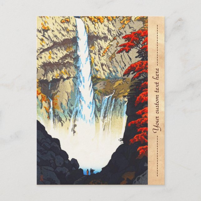 Postal Cascada de Shiro Kasamatsu Kegon en Nikko hanga (Anverso)