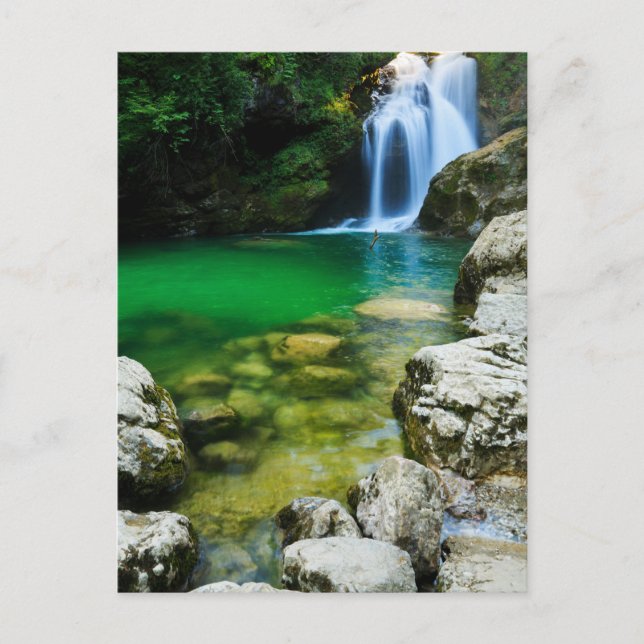 Postal Cascada de Sum en la garganta de Vintgar, cerca de (Anverso)