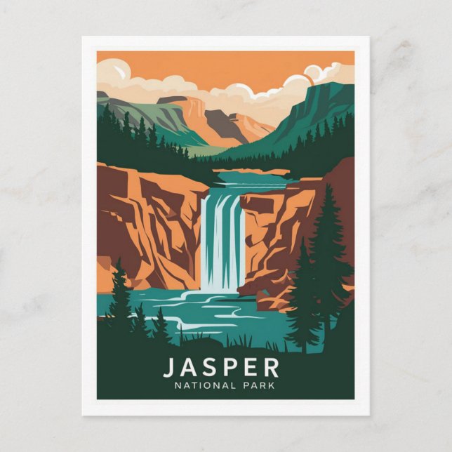 Postal Cascada del Parque Nacional Jasper (Anverso)