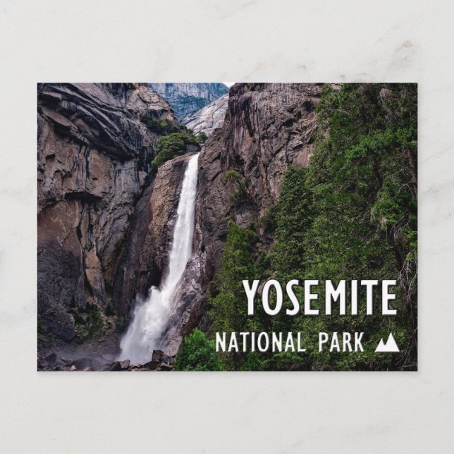 Postal Cascada del Parque Nacional Yosemite en California (Anverso)