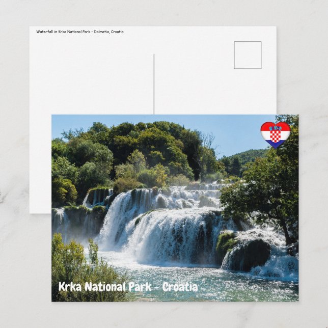 Postal Cascada en el Parque Nacional Krka - Dalmatia, Cro (Anverso / Reverso)