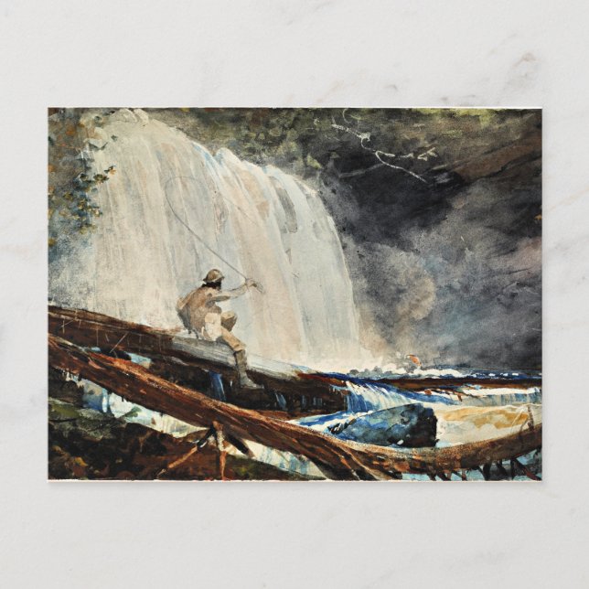 Postal Cascada en los Adirondacks, arte fino de W. Homer (Anverso)