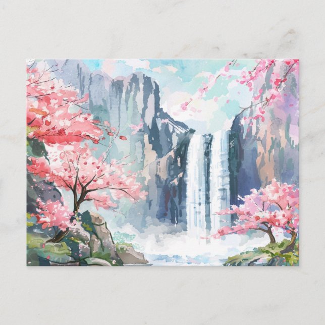 Postal Cascada en primavera (Anverso)
