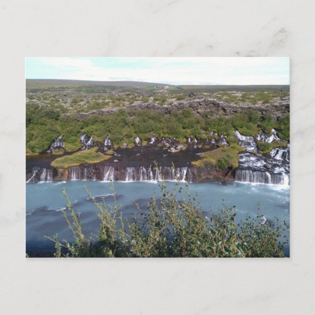 Postal Cascada Hraunfossar en Islandia (Anverso)