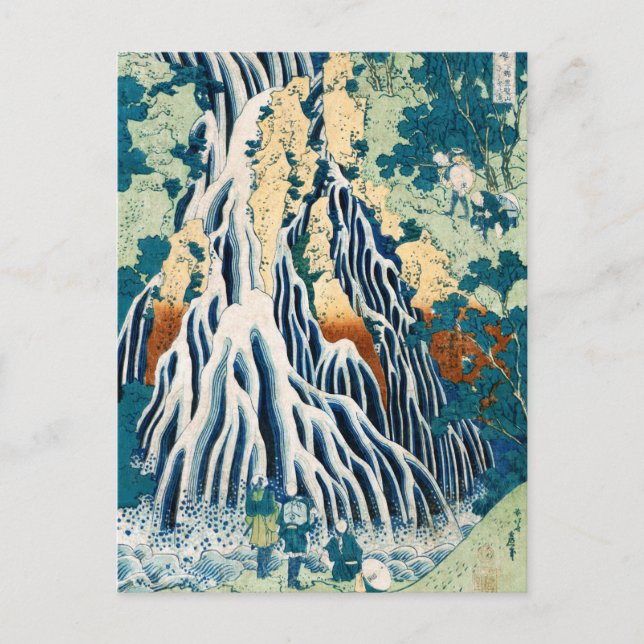 Postal Cascada Kirifuri en la montaña Kurokami por Hokusa (Anverso)