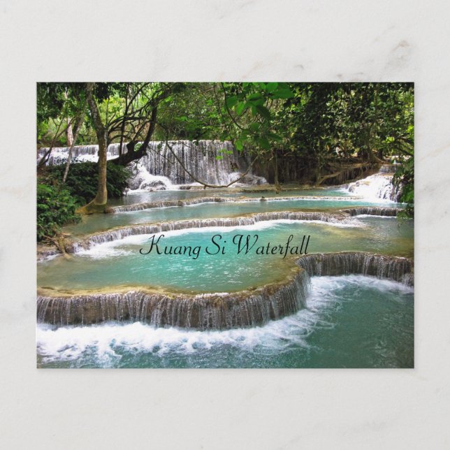 Postal Cascada Kuang Si, naturaleza, (Anverso)
