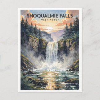 Postal Cascada Snoqualmie Washington Viajes Vintage