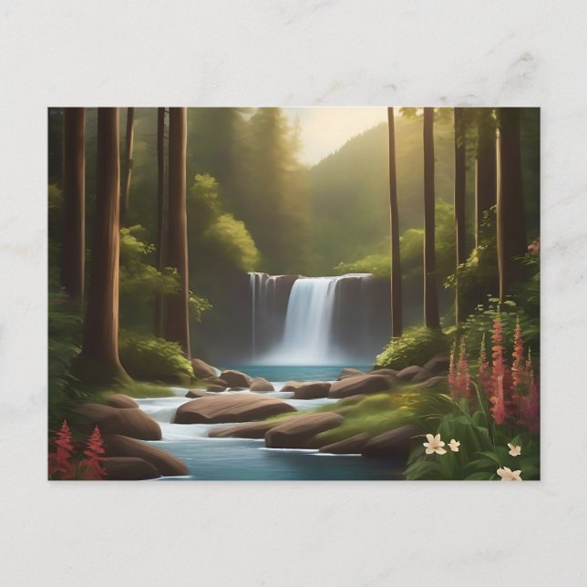 Postal Cascada Tranquila Un Retiro Pacífico (Anverso)