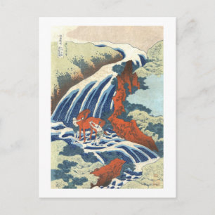 Postal Cascada y caballo, Katsushika Hokusai