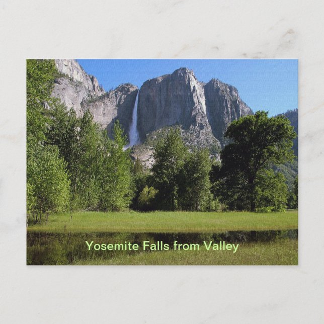 Postal Cascada Yosemite desde el valle en California (Anverso)