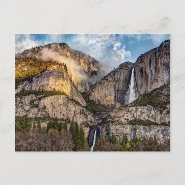 Postal Cascada Yosemite escénica, California (Anverso)