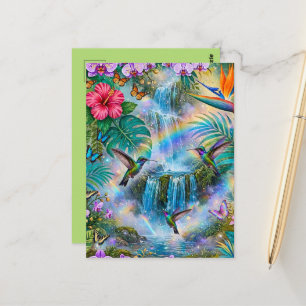 Postal Cascadas de Fantasía de la Jungla Colibríes Arcoír