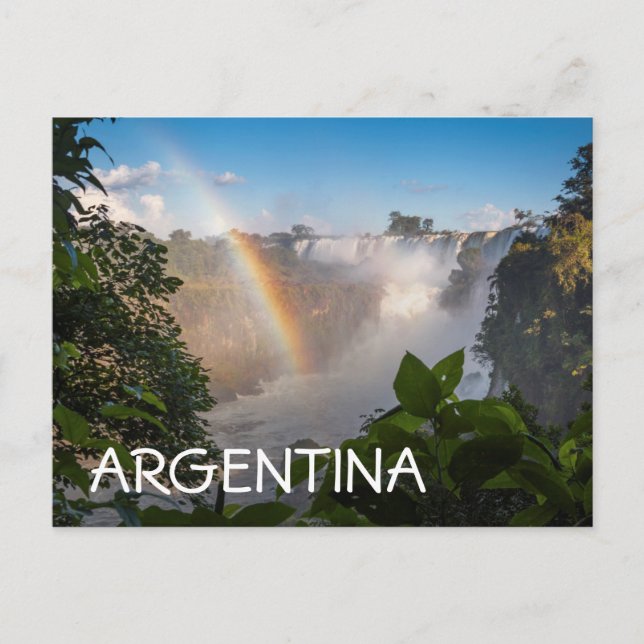 Postal Cascadas de Iguazú con el arco iris, la Argentina (Anverso)
