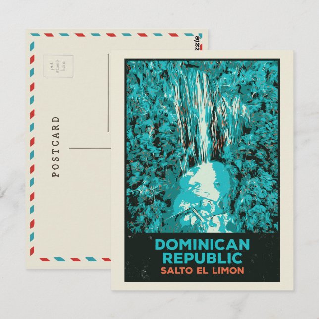 Postal Cascadas de República Dominicana, Salto El Limon P (Anverso / Reverso)