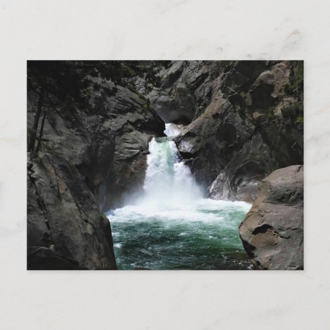 Postal Cascadas del Río Rugiente, Cañón del Rey, CA (Anverso)