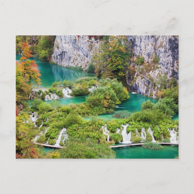 Postal Cascadas en el Parque Nacional de los Lagos de Pli (Anverso)