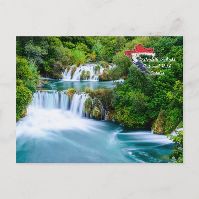 Postal Cascadas en el Parque Nacional Krka, Croacia (Anverso)