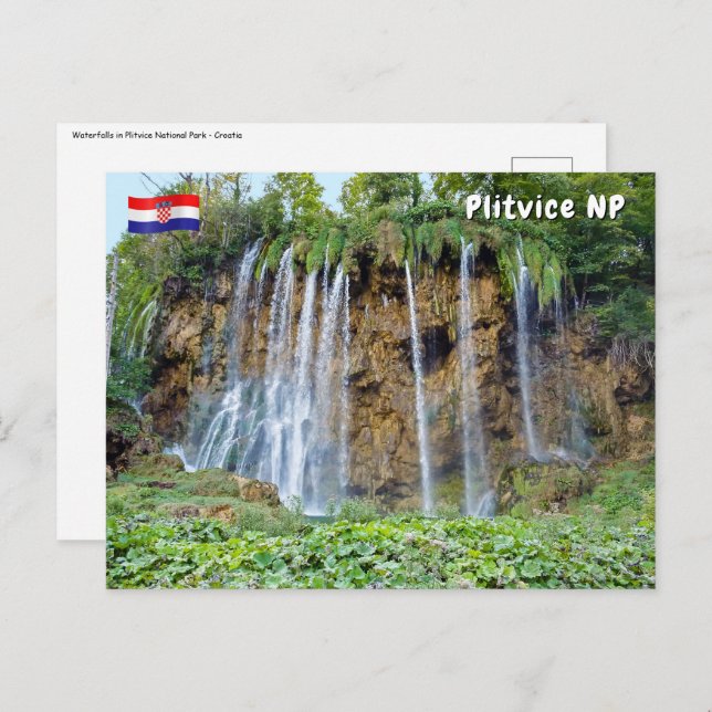 Postal Cascadas en el Parque Nacional Plitvice - Croacia (Anverso / Reverso)