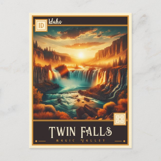 Postal Cascadas gemelas, Idaho | Vintage (Anverso)
