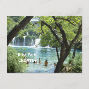 Postal Cascadas Kirka viajes escénicos de Croacia