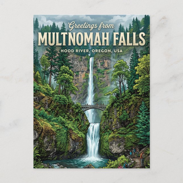 Postal Cascadas Multnomah EE. UU. (Anverso)